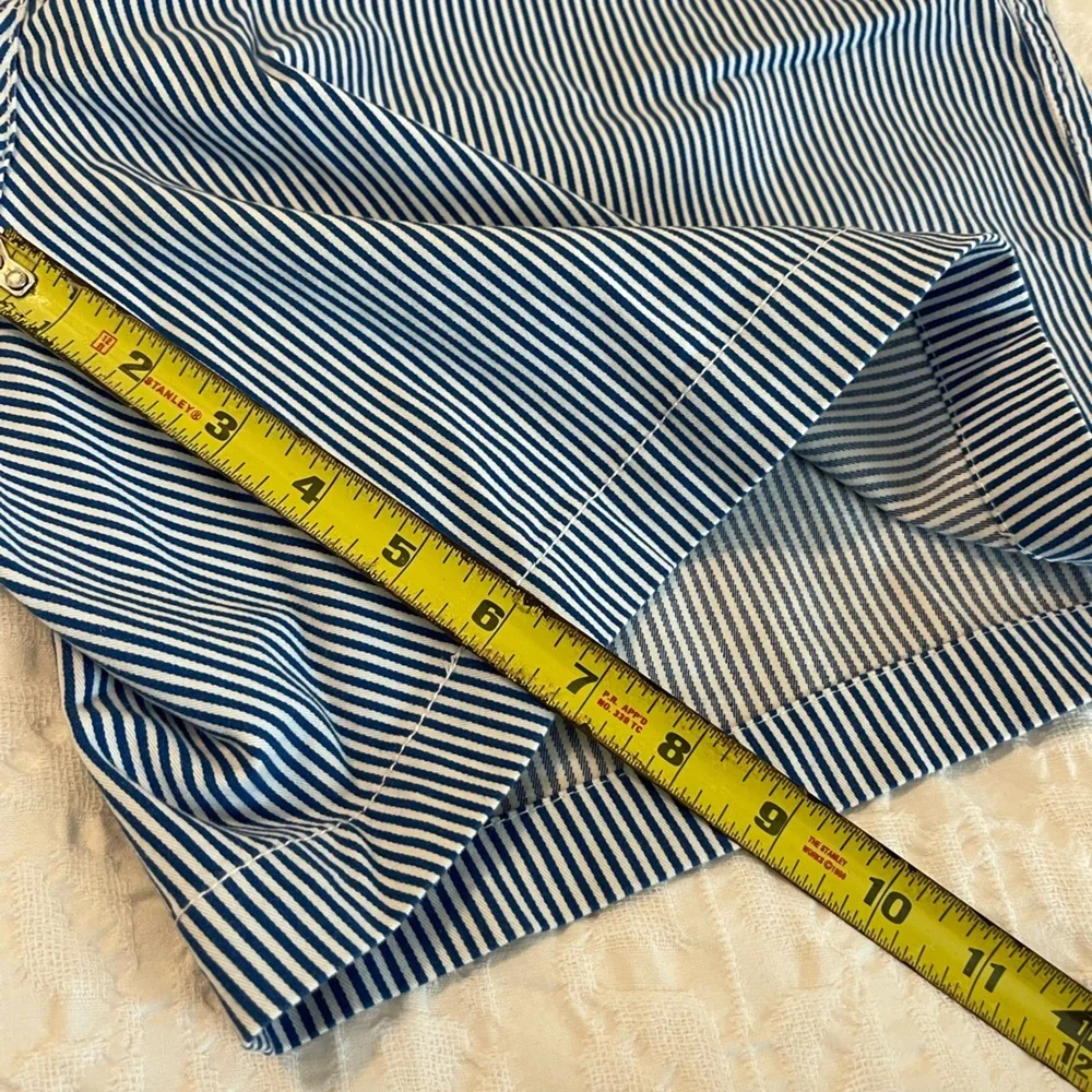 Crown & Ivy Light Blue white striped Caroline STRETCH 16W Shorts Classic - Picture 2 of 5